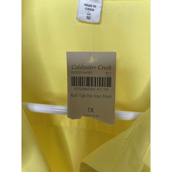 New COLDWATER CREEK 18W 1X Button Up No Iron  Blouse Wrinkle Free Yellow NWT - Picture 3 of 7